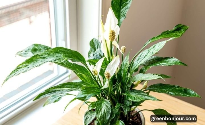 peace lily turning green